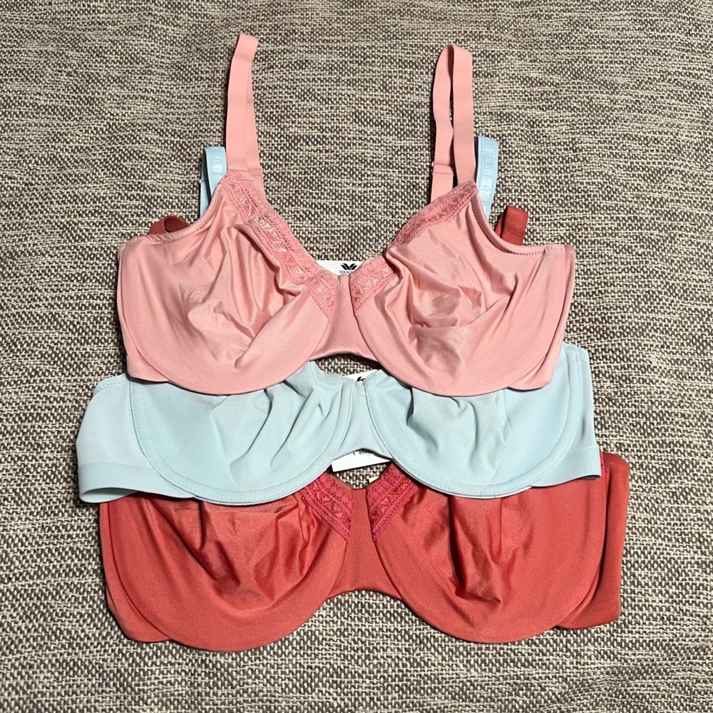 Wacoal 34D Bra Lot 3 Perfect Primer Shape Revelation Underwire Pink Blue Terra-